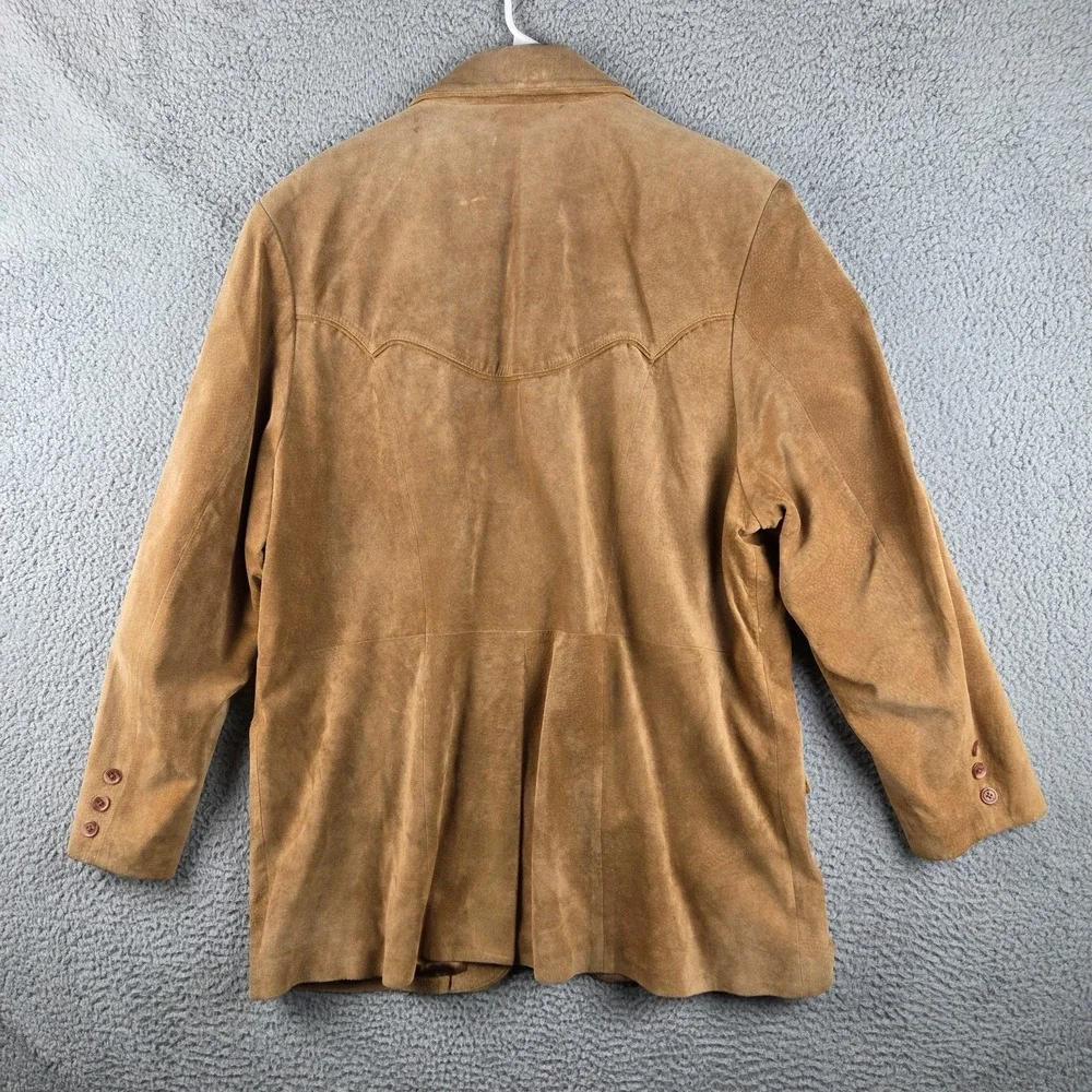 Scully‎ Western Two Button Jacket Leatherwork Brown Suede Blazer Size 46